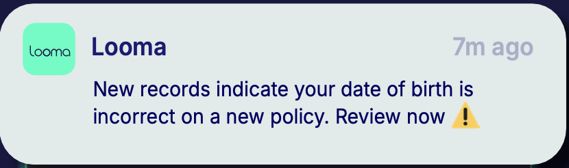 Looma anomaly notification